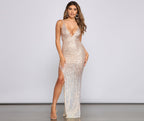 Katharina Formal High Slit Sequin Dress - Lady Occasions