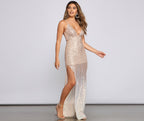 High-Slit Dress with Sequins