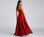 Satin Sweetheart-Neck Dress with Sequins
