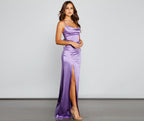 Sleeveless Satin Dress with High Slit