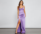 Sleeveless Satin Dress with High Slit