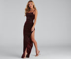 Glitter Maxi Dress with Draped Neckline