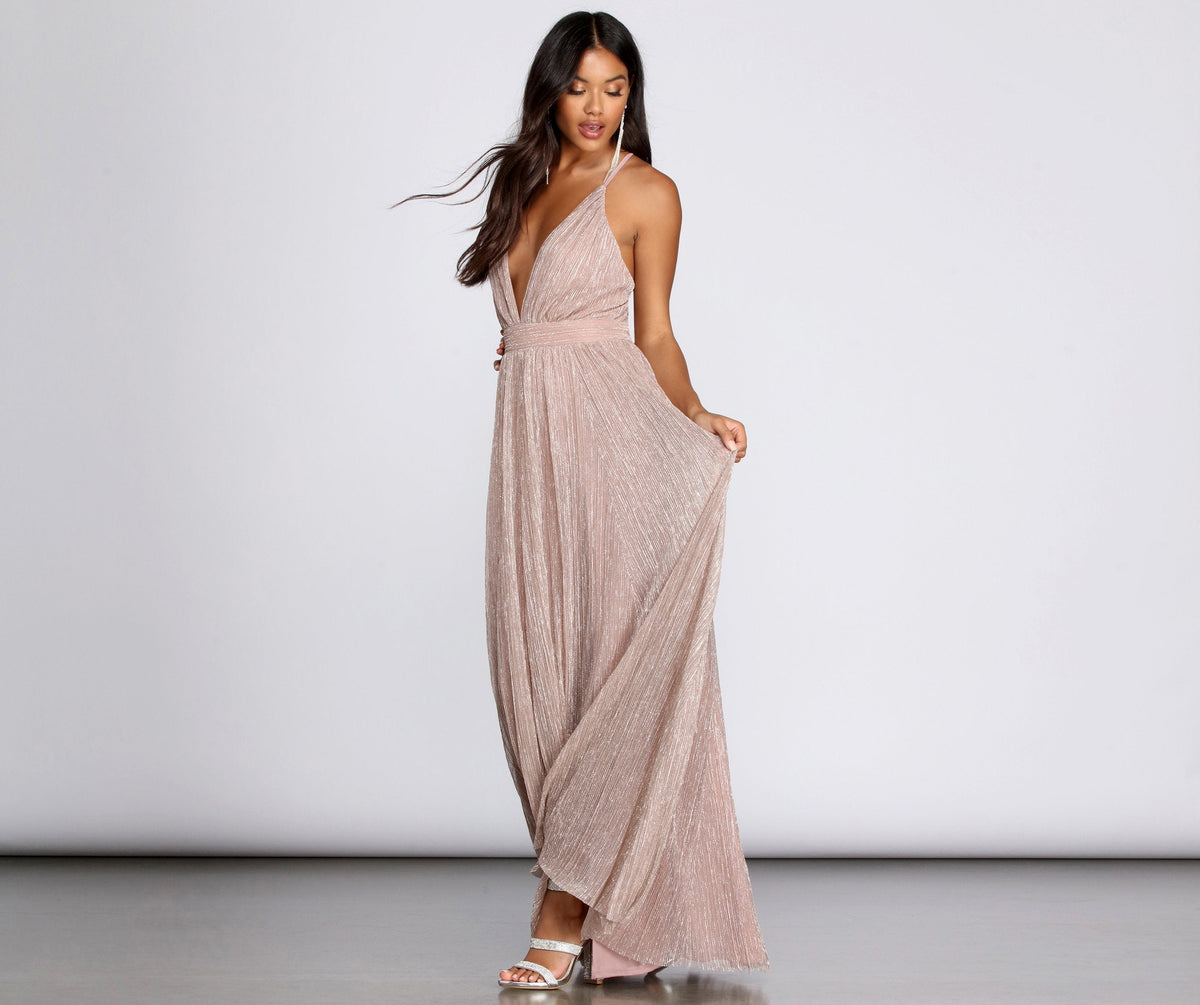 Shimmer Dress with Metallic Finish