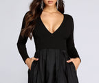 High-Slit Crepe Maxi Dress with Plunging Neckline