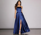 Satin Dress with High Slit