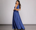 Satin Dress with High Slit