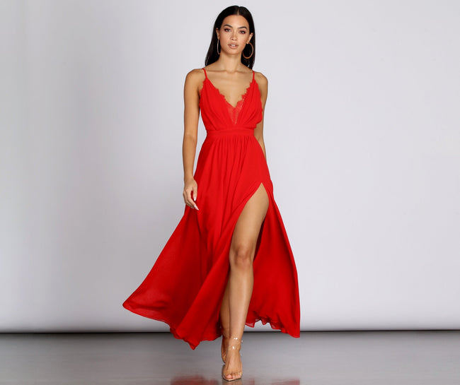 Angelique Formal High Slit Lace Dress - Lady Occasions Main image