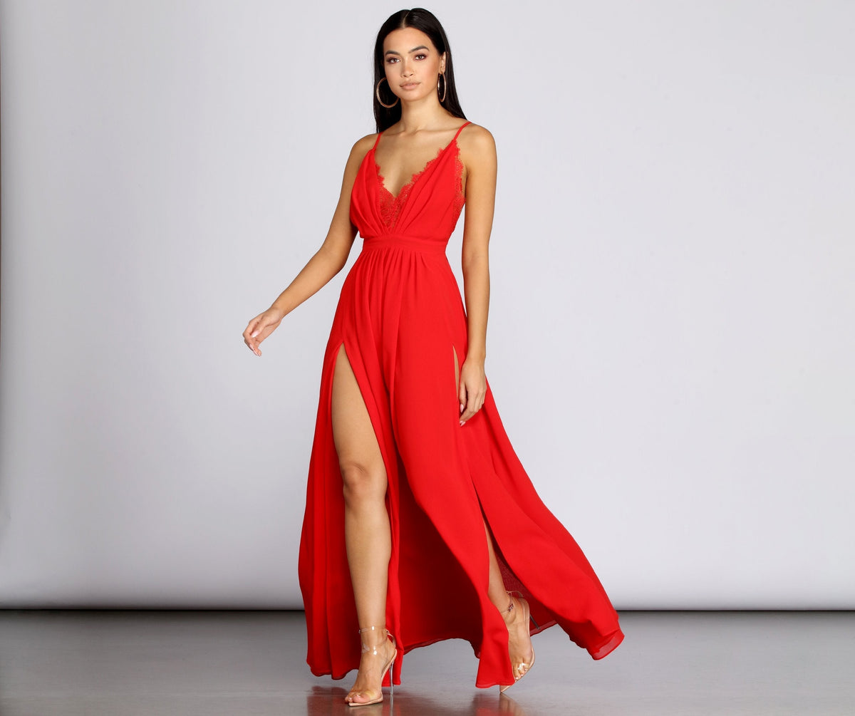 Lace High-Slit Dress
