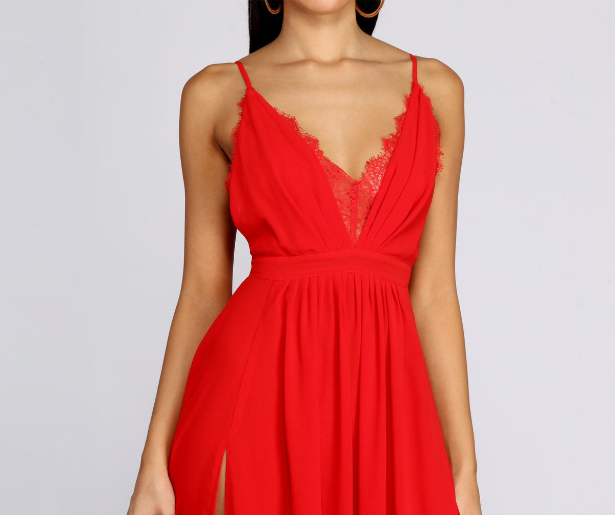 Lace High-Slit Dress