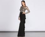 Bow-Detail Lace Dress with Crepe Texture