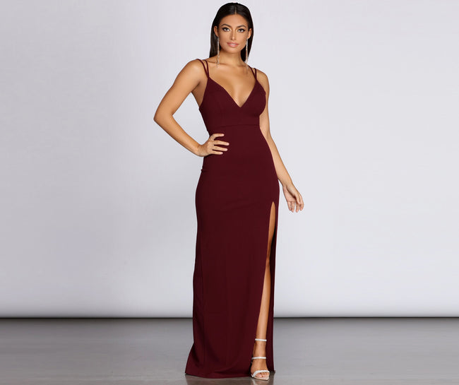 Bailey Strappy Formal Crepe Dress - Lady Occasions Main image