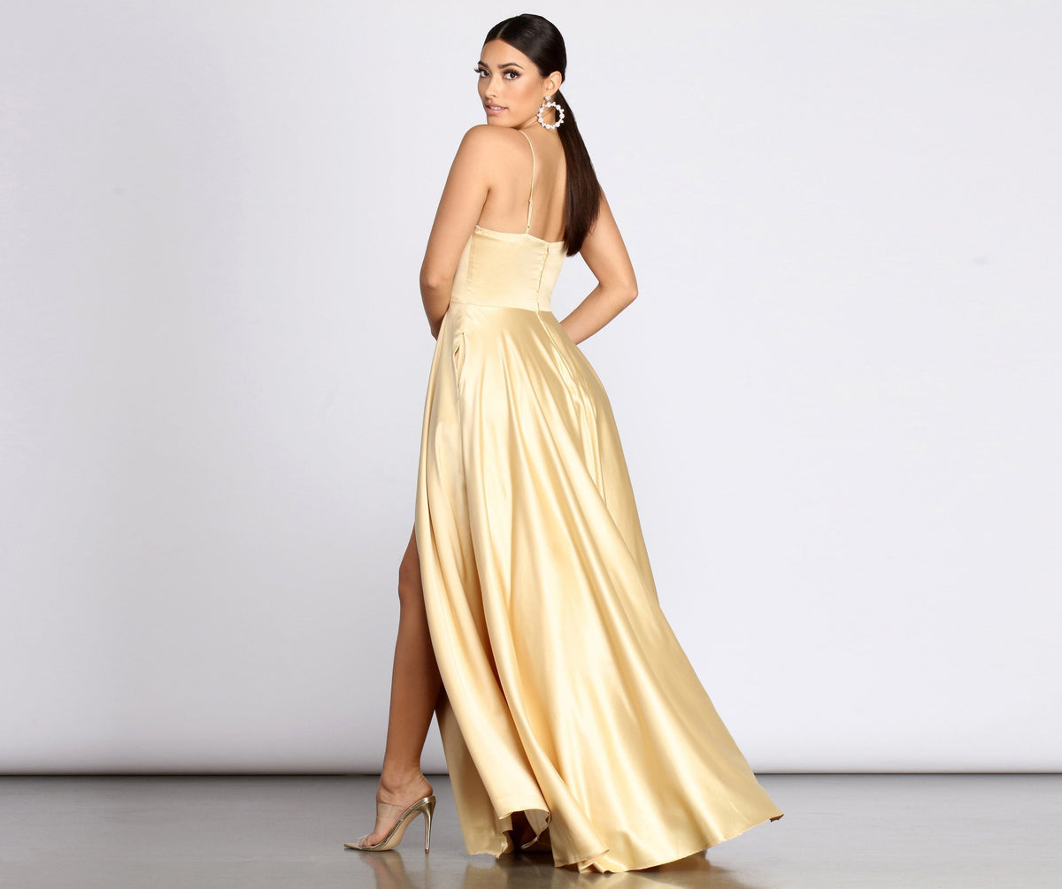 Satin High-Slit Maxi Dress