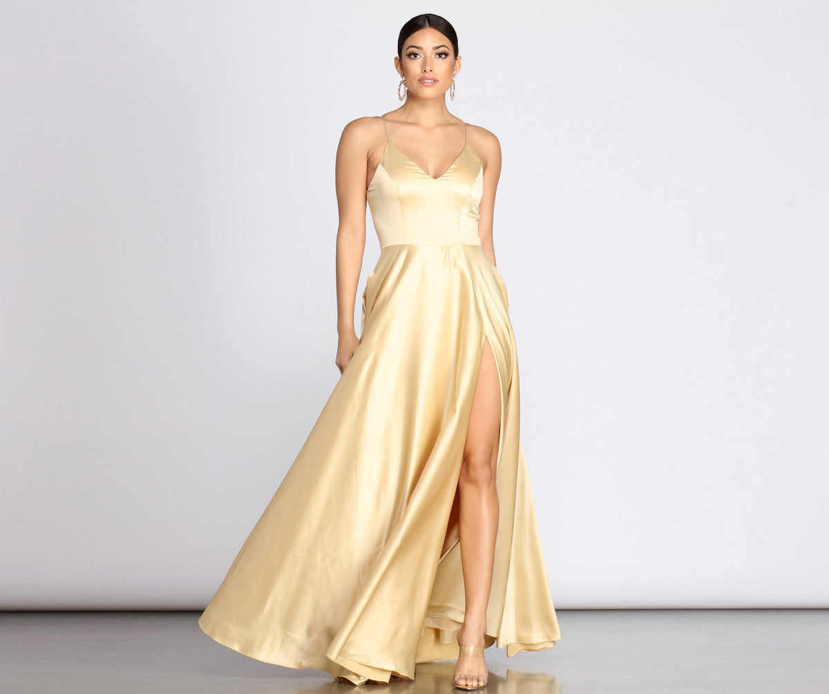 Satin High-Slit Maxi Dress