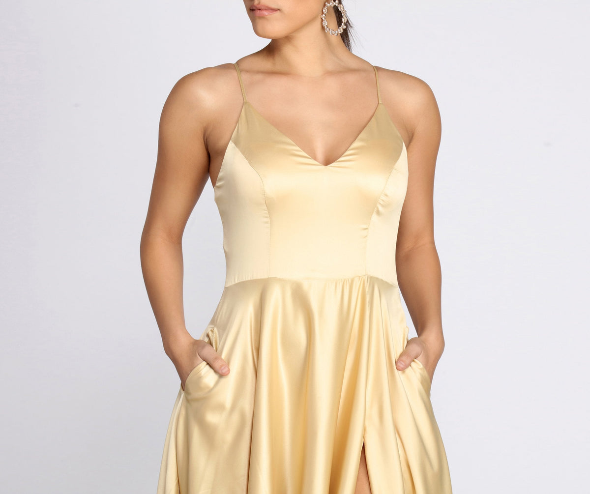 Satin High-Slit Maxi Dress