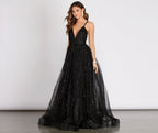 Tulle Cross-Detail Gown with V-Neckline