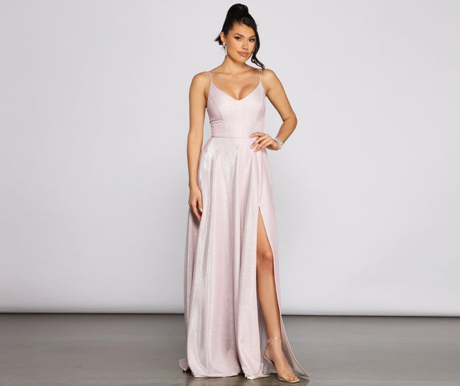 Noelle Formal Woven Glitter Ball Gown - Lady Occasions Main image