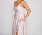 Glitter Pocket-Detail Maxi Gown