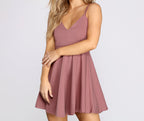 Flared Cross-Detail Dress with Skater Shape