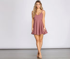 Flared Cross-Detail Dress with Skater Shape
