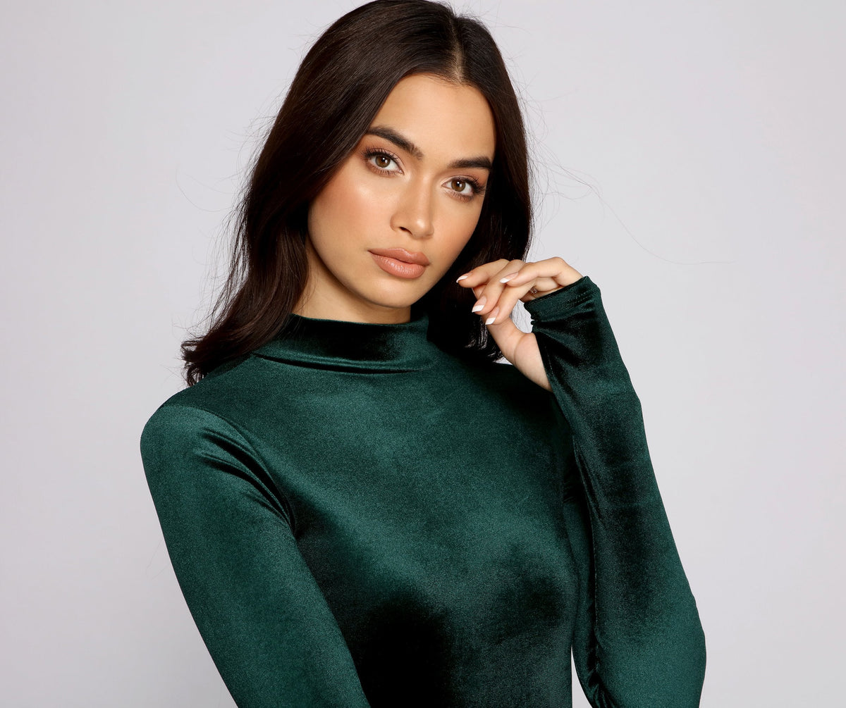 Velvet Mock-Neck Mini Dress