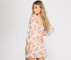 Floral Mini Dress with Chiffon Detailing