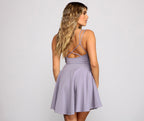 Flared Cross-Detail Dress with Skater Shape