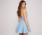 Flared Cross-Detail Dress with Skater Shape