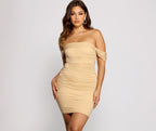 Sultry Appeal Ruched Off The Shoulder Mini Dress - Lady Occasions