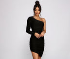 Bodycon One-Shoulder Glitter Dress