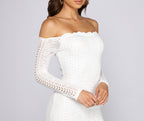 Lace Off-Shoulder Sheer Mini Dress