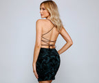 Velvet Knit Mini Dress with Floral Details