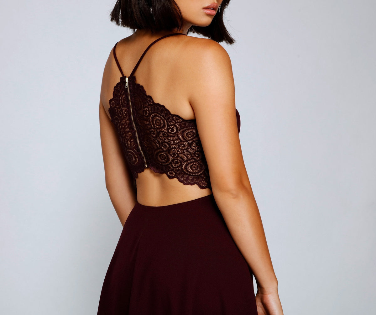 Floral Crepe Cutout Dress