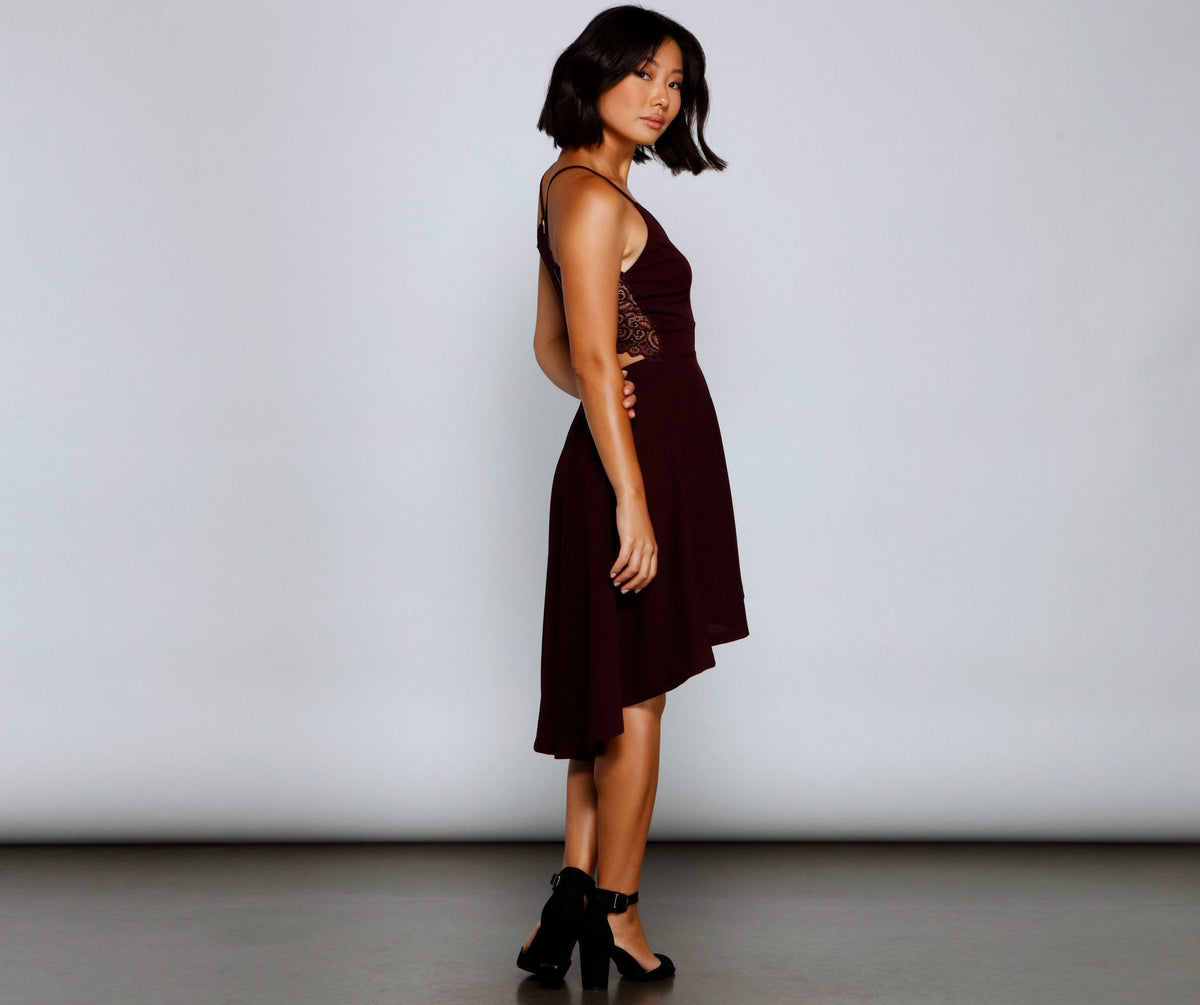 Floral Crepe Cutout Dress