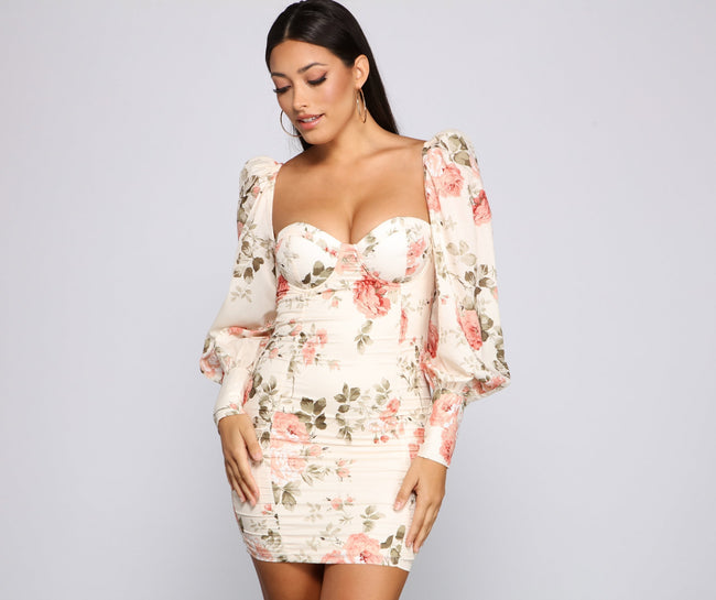 Floral Bloom Chiffon Mini Dress - Lady Occasions Main image