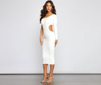 One-Shoulder Knit Midi Dress with Brushed Finish