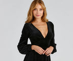 Velvet Skater Dress with Plunging Neckline