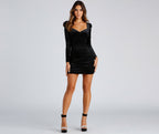 Velvet Puff-Sleeve Mini Dress