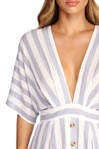 Striped Dress with Plunging Neckline