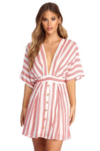 Striped Dress with Plunging Neckline