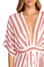 Striped Dress with Plunging Neckline