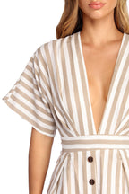 Striped Dress with Plunging Neckline