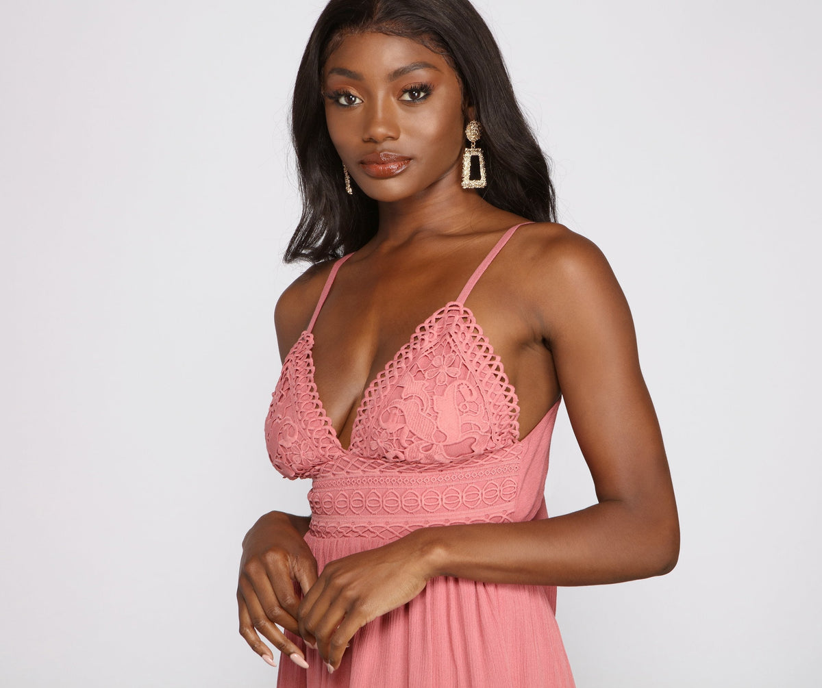 Linen Crochet Dress with Skater Shape