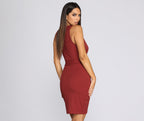 Crepe V-Neck Mini Dress with Wrap Detail