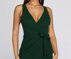 Crepe V-Neck Mini Dress with Wrap Detail