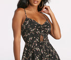 Floral Skater Dress with V-Neckline