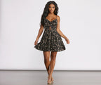 Floral Skater Dress with V-Neckline