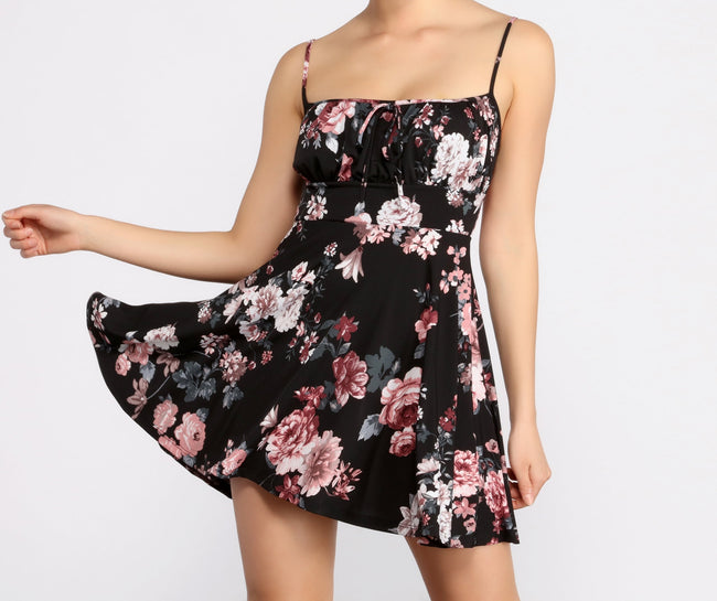 Blossom And Bloom Square Neck Skater Dress - Lady Occasions Main image