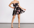 Blossom-Detail Skater Dress with Square Neckline
