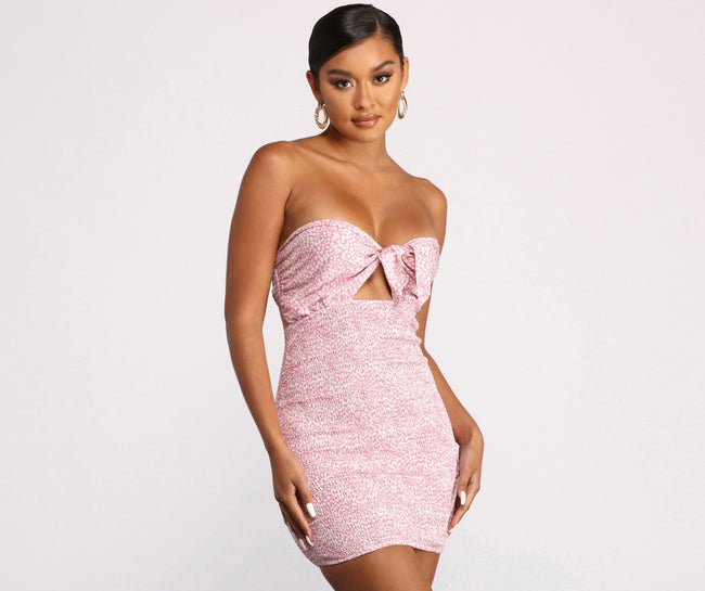 Floral Ditsy Smocked Tie Front Mini Dress - Lady Occasions Main image