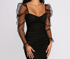 Sweetheart-Neck Puff-Sleeve Mini Dress